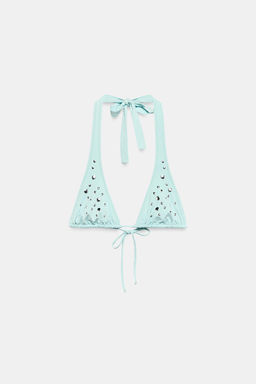 TOP BIKINI CORTINILLA TACHAS / Turquesa claro - Zara фото 4