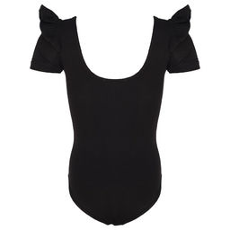 Купальник гимнастический Grace Dance, крылышко, с коротким рукавом, р. 32, цвет чёрный  фото 8