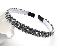 Ободок для волос с цирконом, цвет серебристый