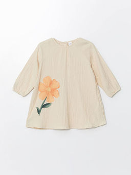 Uzun Kollu ?i?ekli K?z Bebek Elbise