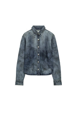TRF FADED-EFFECT RIPPED DENIM SHIRT - Zara фото 4
