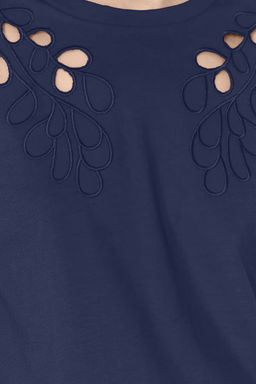 TRENDYOLMILLA Siyah Brode Nak?sl? Basic/Regular Kal?p Orme T-Shirt TWOSS24TS00069  фото 3