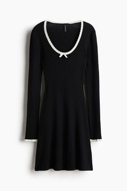 Vestido ajustado en punto de canale - H&m фото 5