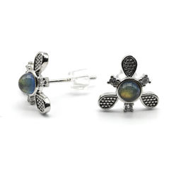 Пусеты с лабрадором Цветок 12*11мм, 1,4г