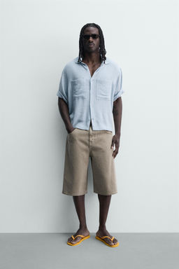 CAMISA RELAXED FIT ESTRUCTURA TEXTURA / Celeste