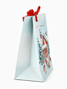 Цена за 3 шт. Пакет подарочный новогодний с лентой С Новым годом, 13?19?9 см