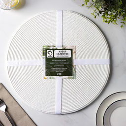 Набор салфеток сервировочных на стол Доляна Лофт, 4 шт, d=38 см, цвет белый  фото 8