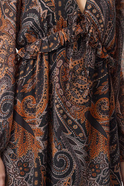 Trendyolmilla Siyah F?rf?rl? Midi Astarl? Sifon Midi Dokuma Elbise TWOAW25EL00336  фото 3