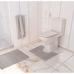 Коврики для ванной и туалета Доляна «Букли», 2 шт., 40×50, 50×80 см, серые