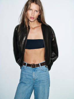 Z.08 BELTED WIDE-LEG CROPPED JEANS - Zara фото 21