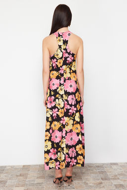 Siyah Cicek Bask?l? Duz Kesim Viskon Maxi Dokuma Elbise TWOSS24EL00647 - Trendyolmilla фото 6