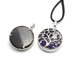 Кулон Дерево двухсторонний в металле с аметистом 27*27мм - Радуга камня фото 2