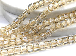 Бусины из циркона кубик гр.6*6мм цв.шампань, 39см, 69 бусин Радуга камня