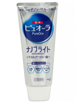 Японская Зубная паста КAO Medicinal PureOra Nano Bright отбел с нано-частицами мятная, туба, 115 г
