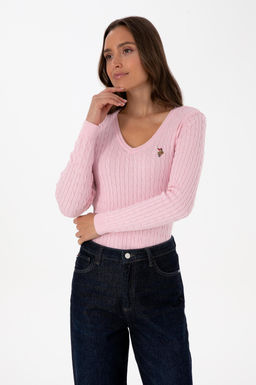 Kad_n A__k Pembe V Yaka Basic Kazak - U.s. polo assn фото 3