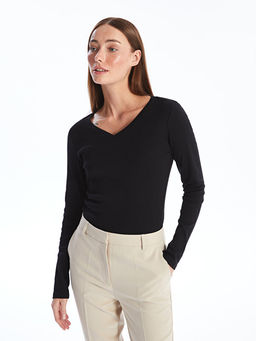 V Yaka D?z Uzun Kollu Kad?n Ti??rt