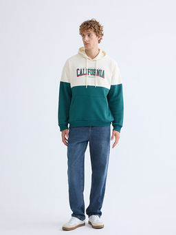 Uzun Kollu Bask?l? Erkek Hoodie