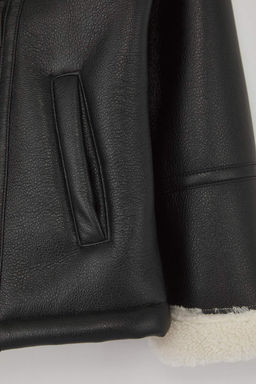 Siyah Duz Regular Gomlek Yaka Unisex Cocuk Mont TKDAW26MO00005 - Trendyolmilla фото 3