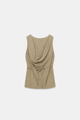 TOP CON LINO CINTUR?N ZW COLLECTION / Khaki - Zara фото 5