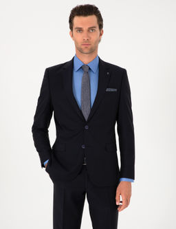 Lacivert Slim Fit %100 Y_n Klasik Tak_m Elbise - Cacharel фото 3