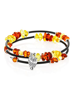 Браслет с натуральным янтарём разных оттенков на струне Оклахома