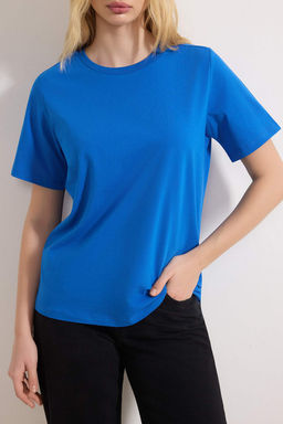 Saks %100 Pamuk Basic Bisiklet Yaka Orme T-Shirt TWOSS23TS00000