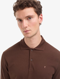 Koyu Kahverengi Regular Fit %100 Pamuk K_vr_lmaz D__meli Polo Yaka Basic Ti__rt