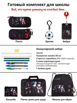 Рюкзак SkyName set-R9-6 + мешок для обуви, папка, пенал, кошелек, бейдж, канц.наб, бр. мячик, значки  фото 15