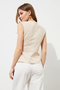 Tas Kemik Dugme Detayl? Kruvaze Dokuma Bluz TWOSS20BZ0707