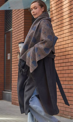 в составе ШЕРСТЬ и КАШЕМИР Большой, мягкий, теплый однотонный двусторонний палантин. - Tantino фото 11