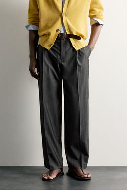 PANTAL?N RELAXED FIT PLIEGUES RAYAS / Gris - Zara фото 2