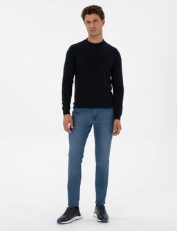 Lacivert Slim Fit _eyrek Yaka Basic Triko Kazak - Pierre cardin фото 4