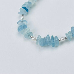Браслет из Аквамарина и Жемчуга 17 см +