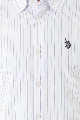 Мужская белая рубашка в синюю полоску - U.s. polo assn фото 14