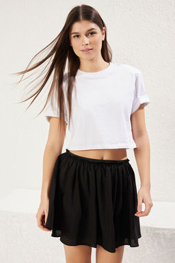 TRENDYOLMILLA Siyah Keten Gorunumlu Mini Klos Dokuma Etek TWOSS25ET00055 фото 3