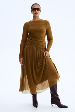 Vestido drapeado de malla - H&m фото 5