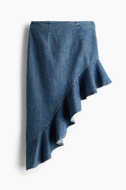 Falda denim asim?trica