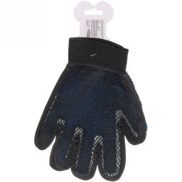 Цена за 3 шт. Расческа - перчатка для собак и кошек "ЛАПКИ и ЦАРАПКИ", на липучке, цвет голубой, 23см (подвес)