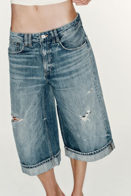 BERMUDA JORTS DENIM TRF TIRO MEDIO ROTOS / Azul - Zara фото 2