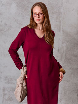 Платье женское с длинным рукавом Марсала