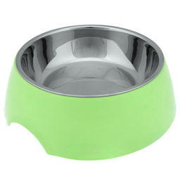 Пэт тойс (Pet toys) Миска для кормления животных из нержавеющей стали Том 0,2л, д10,8см h3,1см, пластмассовая подставка 13х13,8см h3,9см, прорезиненные ножки, цвета в ассортименте: розовый, салатовый, бирюзовый (Китай)  фото 2
