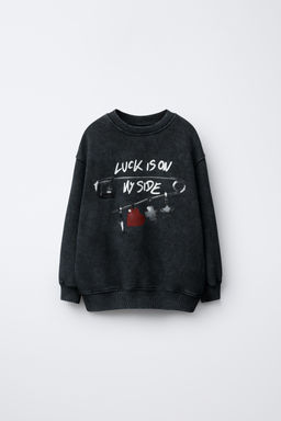 PRINTED FADED-EFFECT SWEATSHIRT