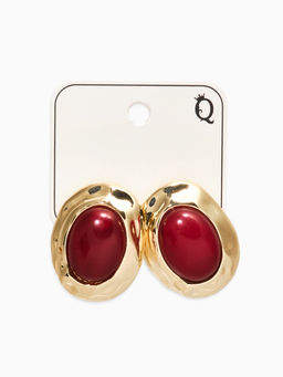 Серьги акрил «Стиль», овал в раме, бордовые в золоте