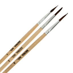 Набор кистей для рисования, белка, 3 штуки: № 1, 2, 3, круглые, деревянная ручка, международный размер