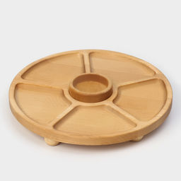 Менажница деревянная Adelica Фортуна, на ножках с соусницей, d=30 см, 70 мл, берёза фото 2