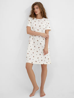 Сорочка ночная женская кремовая с мишками - Mark formelle фото 4