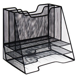 Лоток для бумаг металлическая сетка, 5 отделений, чёрный