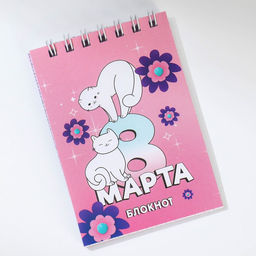 Цена за 4 шт. Блокноты в мягкой обложке А7, 32 л. на гребне С 8 Марта