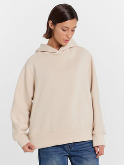 Худи женское светло-бежевое с печатью