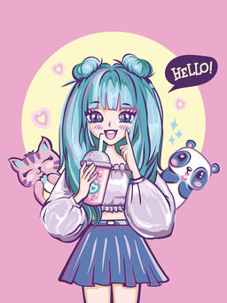 ФРЕЯ PKZ/PM-030 Набор для раскрашивания по номерам (на картоне) 40 х 30 см Девочка в стиле аниме